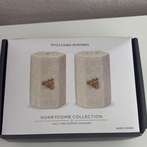 Williams Sonoma Honeycomb Collection Cream Salt and Pepper Shakers